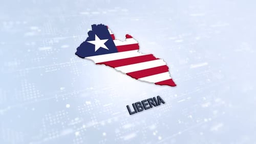 Liberia Flag Map Animation with Digital Background