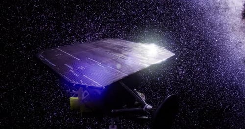 Futuristic Space Probe with Solar Array in Deep Space