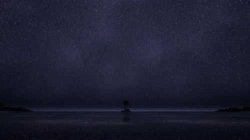 Amazing Starry Sky Over Sea At Night