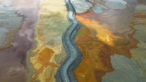 Aerial view of Mining activity. Apocalypse scenery. Earth destruction. Disruption of nature.