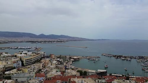 Atenas, Grecia, puerto deportivo del Mar Egeo, Zumbido aéreo, construcción de ciudades, costa