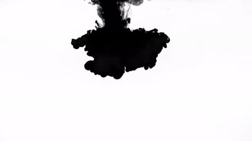 Black Ink Diffuses in Water on White Background