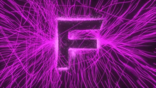 Letter F Reveal In Neon Electric Field