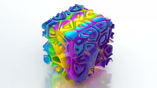 Dynamic Rainbow Abstract Fluid Cube Morphing Animation Loop