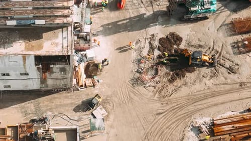 Processing Of Metal Structures Building Skeleton At Construction Site