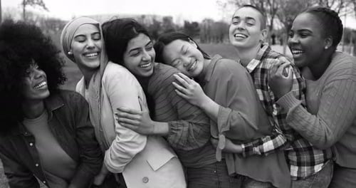 Young Multiracial Women Having Fun Laughing Together at City Park - Diversity