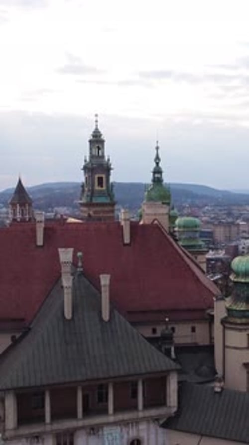 Aerial view of Krakow Wawel Royal Castle Poland