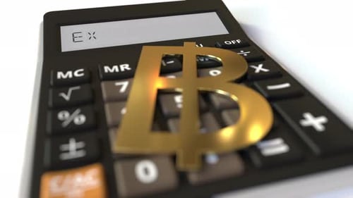 Bitcoin Exchange Calculations Displayed on a Modern Digital Calculator
