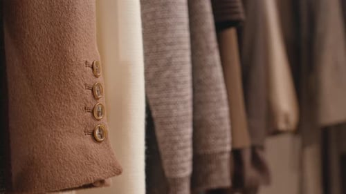Wrist Buttons on Camel Wool Coat in Boutique