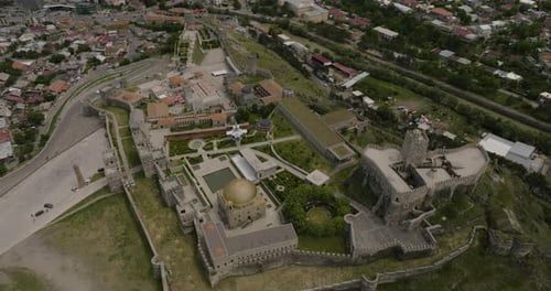 Newly Reconstructed Medieval Fortress Of Rabati Castle In Akhaltsikhe, Georgia. Aerial Drone Shot