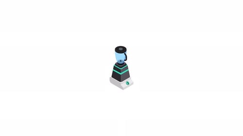 Modern Office Water Cooler Dispenser Isometric Animation