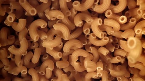 The Dry Pasta Flies Up and Falls Down Filmed on a Highspeed Camera at 1000 Fps