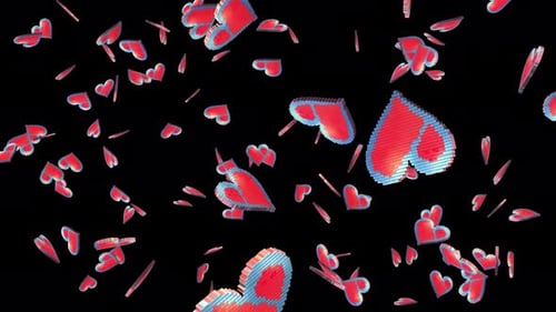 Pixelated Heart Animation on Black backgroundVideo Game, Digital Pixel Heart Shape