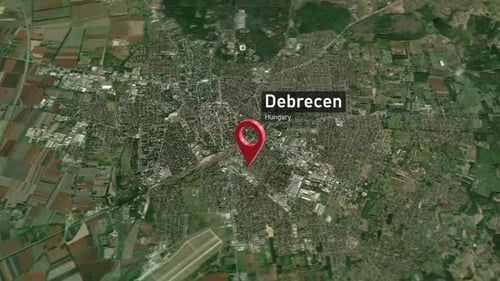 Plan de la ville de Debrecen Zoom (Hongrie) de l'espace à la Terre