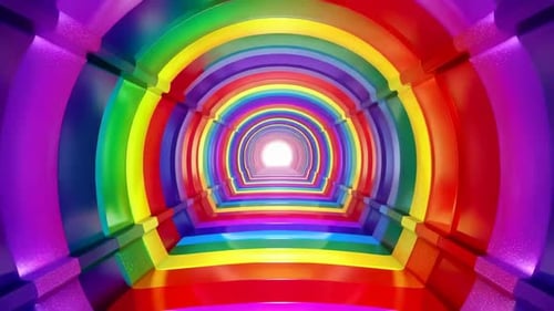 Fond de tunnel arc-en-ciel vibrant se déplaçant vers un blanc éclatant