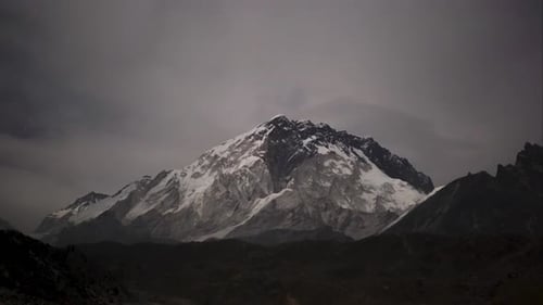 Night Timelapse of Lobuche. Wide Shot.