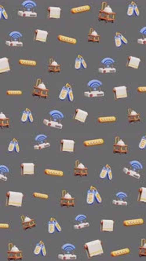 Hotel Travel Hospitality Icons Seamless Pattern 3d