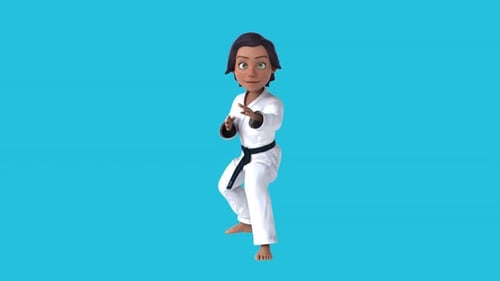 Fun 3D cartoon martial arts girl (with alpha channel)