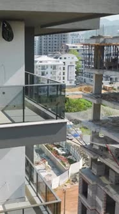 Vertical Video Aerial Perspectives Construction of Homes and Balconies