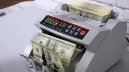 Money Counter Machine Counting Hundred Dollar Bills