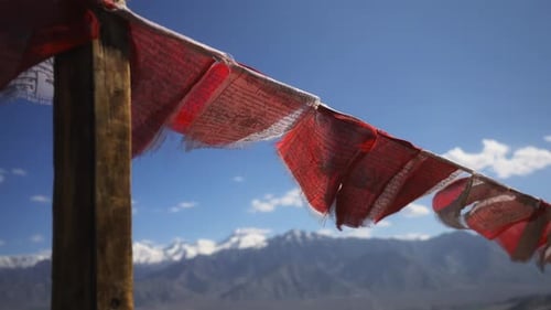 Plenty of Colorful Buddhist Prayer Flags at Temple