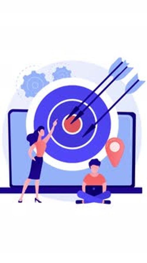 Flat Design Marketing Target Achievement Animation