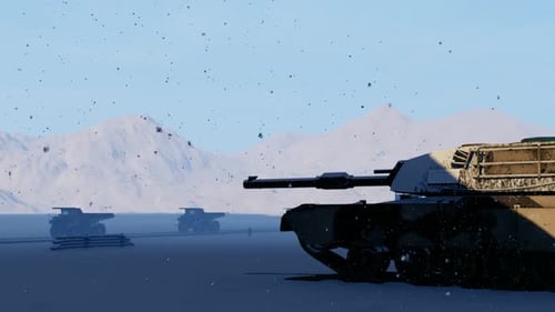 Sede militar de inverno e comboio de caminhões de armas