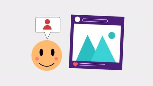 Animated Flat Design Social Media Post and Emoji Reaction