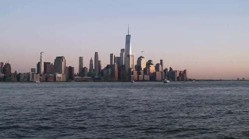 Cinematic And Majestic View Of Manhattan Cityscape, NYC, USA