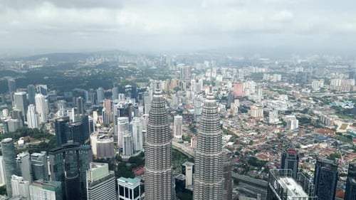 Aerial View Kuala Lumpur City Skyscrapers Background