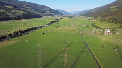 Aerial View of High Voltage Power Line