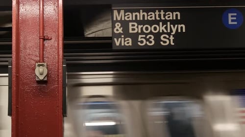 New York Subway Station Underground Metropolitan Platform Sign Metro Railway Passenger Transport