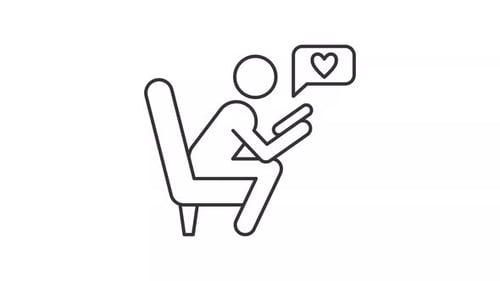 Minimalist Animated Icon of Person Liking Content on Phone