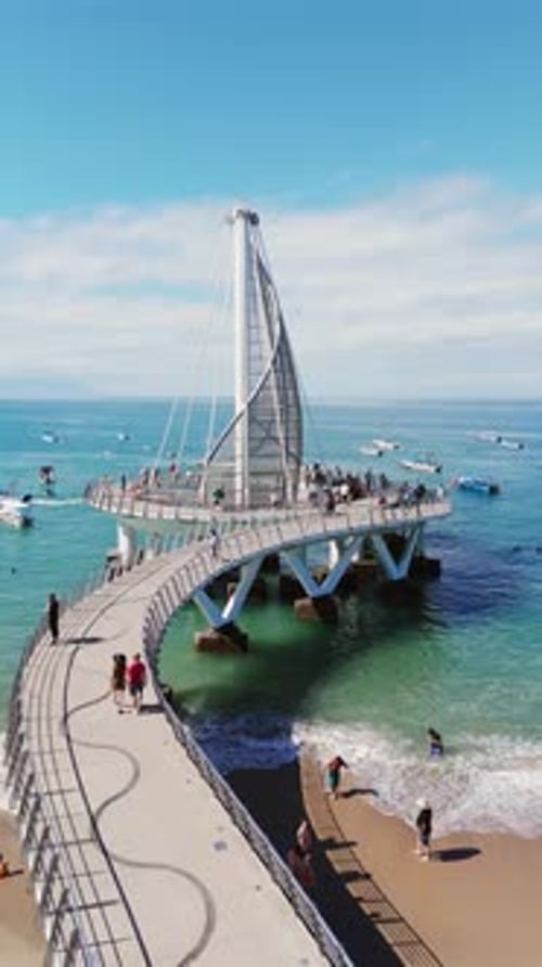 Puerto Vallarta Pier In Mexico. Vertical Video