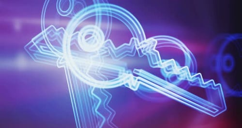 Cybersicherheit mit Schlüsselsymbol-Roting-Loop-Konzept