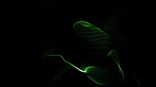 Abstract Green Glowing Fluid Wave Background