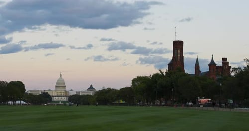 US Capitol Building and Smithsonian Museum on National Mall in Washington DC