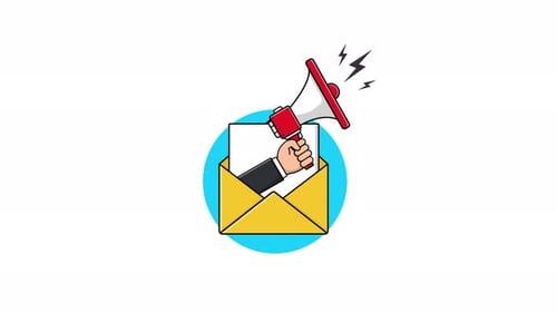 Animated Megaphone Emerging from Email Envelope