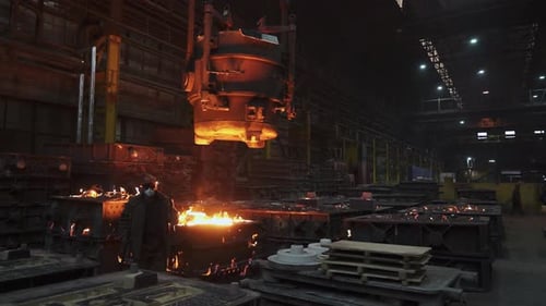 Metal Casting in an Industrial Foundry Involves Various Techniques and Operations Stock Clip
