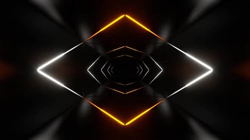 Orange And White Neon Light Tunnel Background Vj Loop In HD