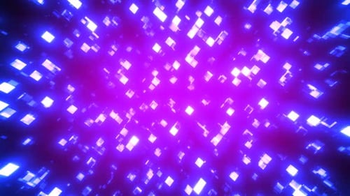 Violette Energieschleifen, leuchtende Blöcke, digitale futuristische Quadrate, Computer, heller Hintergrund