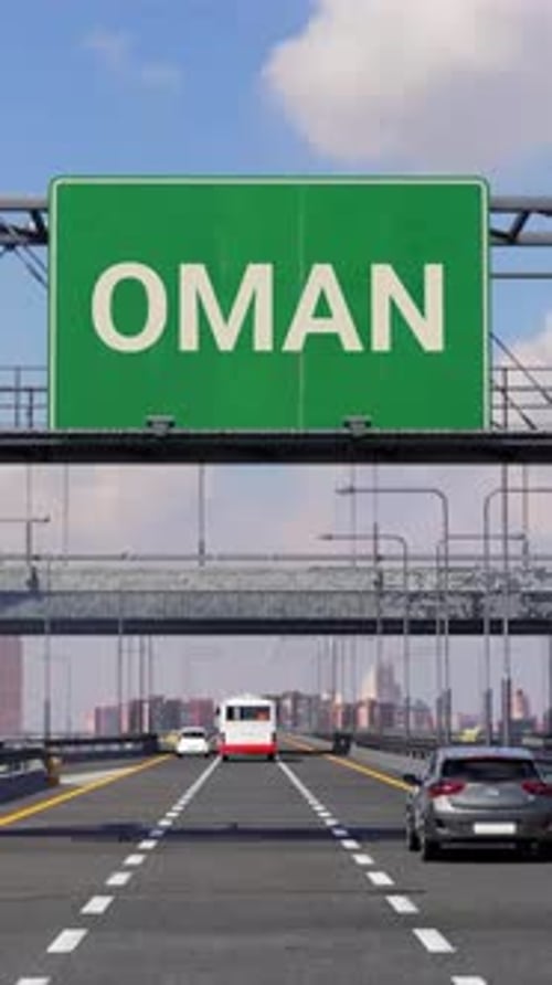 OMAN Road sign on Highway Vertical Video