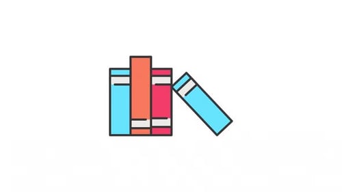 Animated Stack of Books Flat Design Icon