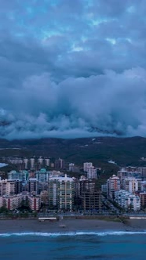 Vertical Video Aerial Wonder Moody Mediterranean Coastline with Cinematic Ocean Textures