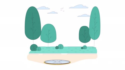 Geschlossener Abwasserdeckel in der Zeichentrickanimation von Park Line