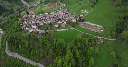 Aerial View Rocca Pietore Italy Cityscape