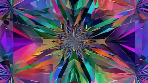 Lebendige kaleidoskopische abstrakte geometrische Kristallanimation w