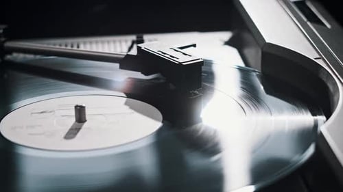 Vinyl Record Spinning on a Vintage Turntable