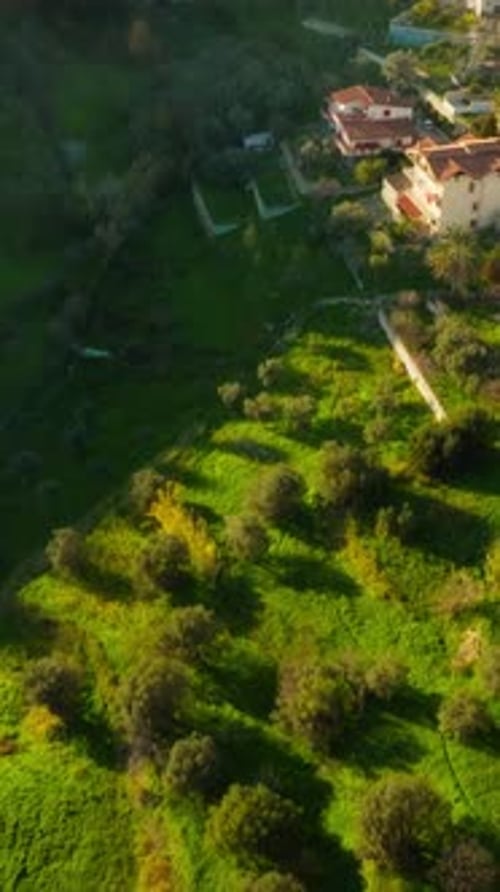 Hamlet Siderno Superiore Aerial Before Sunset In Calabria Vertical