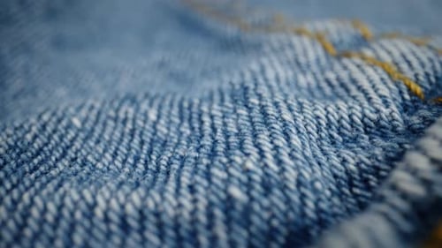 Blue Denim Fabric Close-Up Macro
